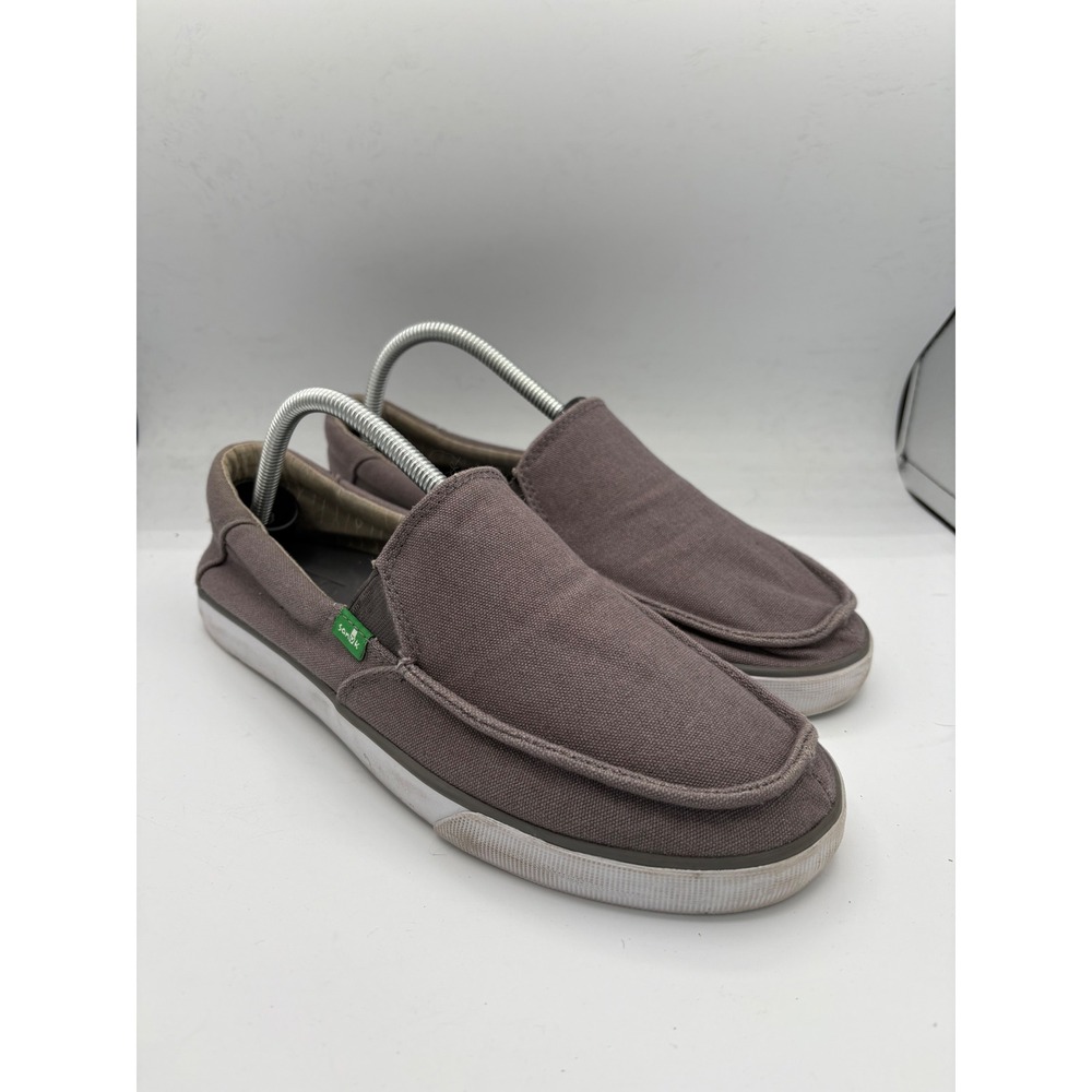 Sanuk Pair O Dice Womens 8.5 Charcoal Gray Canvas Slip On Loafer Shoes